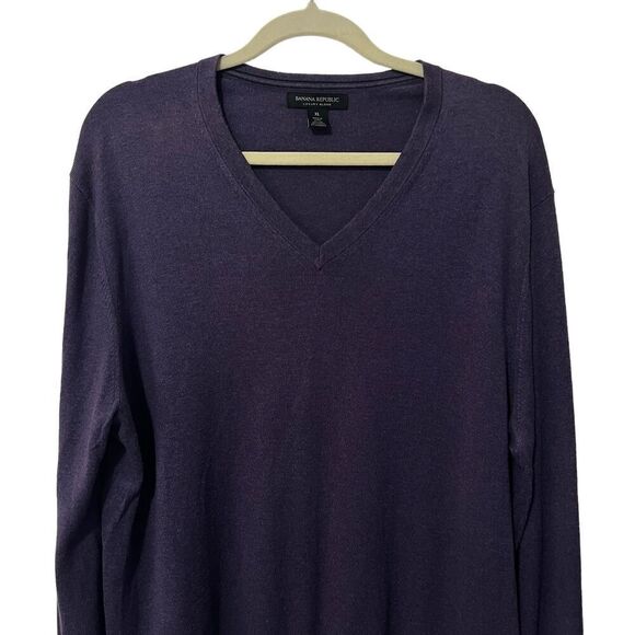 BANANA REPUBLIC Cashmere-Silk Blend XLarge Deep Purple Sweater Men’s - Picture 3 of 8